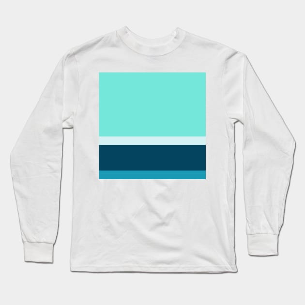 A fascinating hybrid of Ice, Tiffany Blue, Water Blue and Marine Blue stripes. Long Sleeve T-Shirt by Sociable Stripes